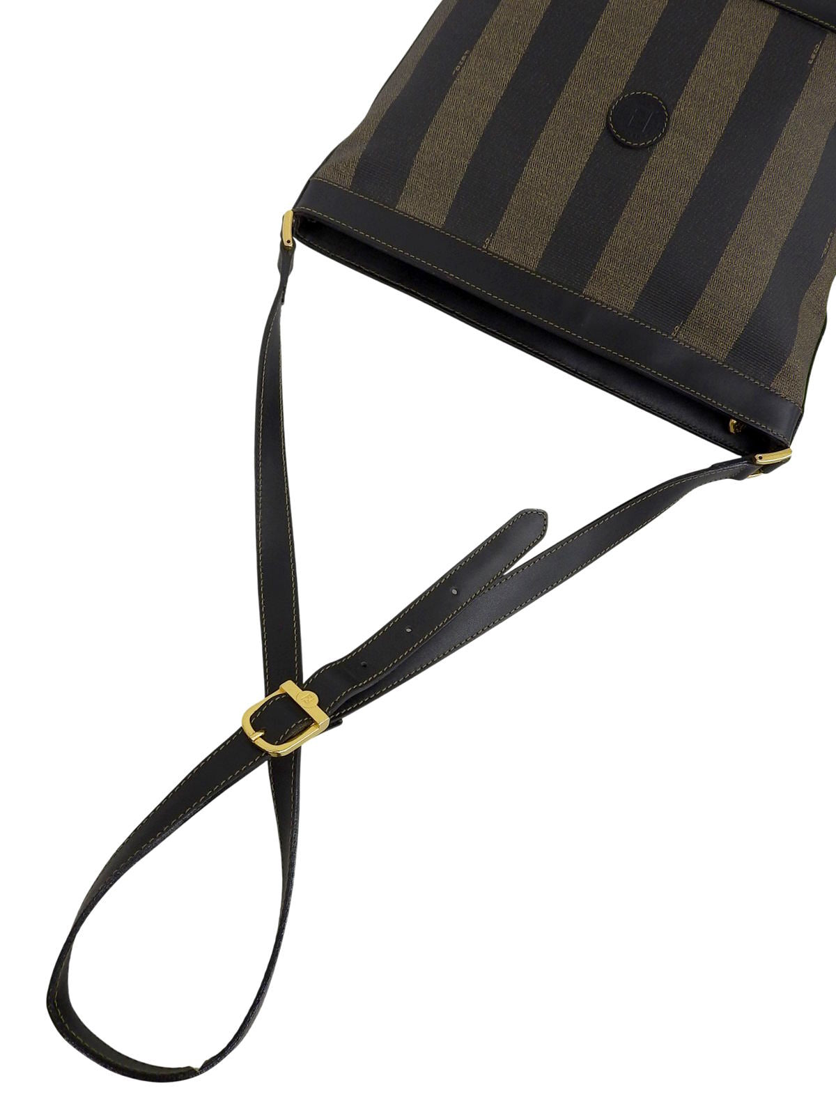 Pequin Pattern Logo Embossed Shoulder Bag Brown/Black