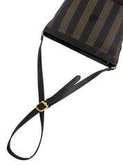 Pequin Pattern Logo Embossed Shoulder Bag Brown/Black