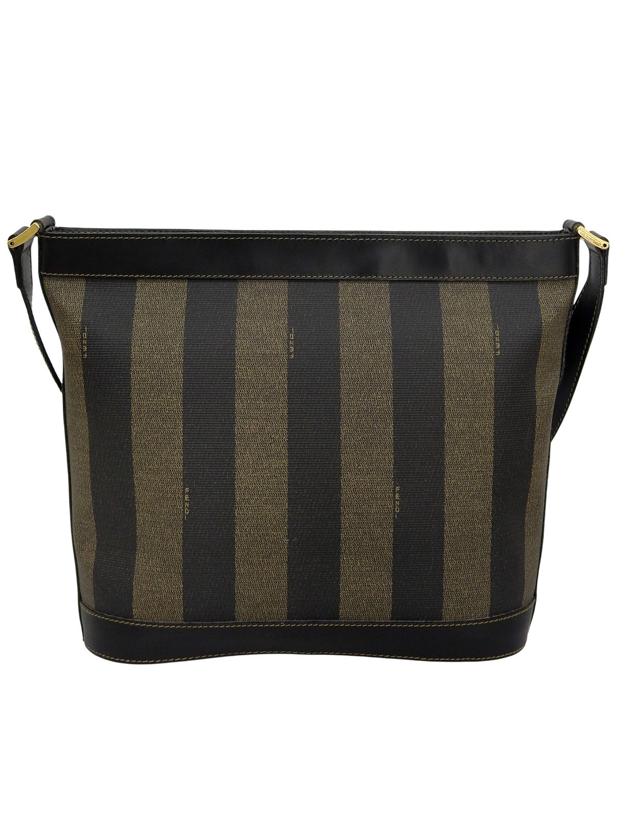 Pequin Pattern Logo Embossed Shoulder Bag Brown/Black