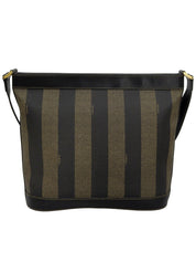 Pequin Pattern Logo Embossed Shoulder Bag Brown/Black