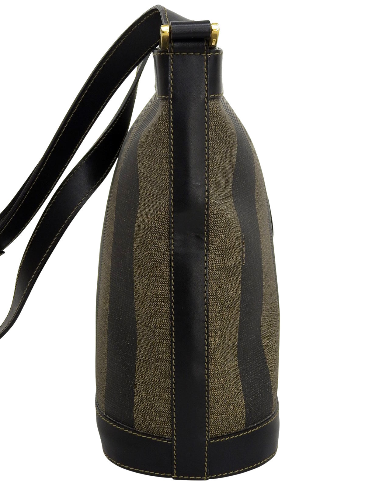 Pequin Pattern Logo Embossed Shoulder Bag Brown/Black