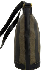 Pequin Pattern Logo Embossed Shoulder Bag Brown/Black