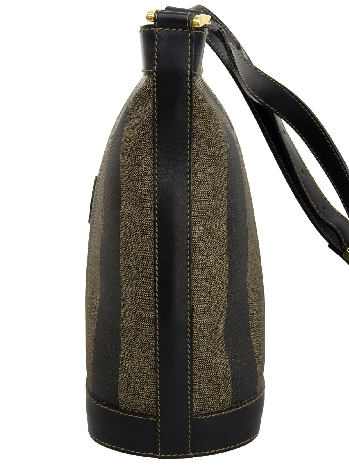 Pequin Pattern Logo Embossed Shoulder Bag Brown/Black