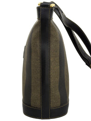 Pequin Pattern Logo Embossed Shoulder Bag Brown/Black