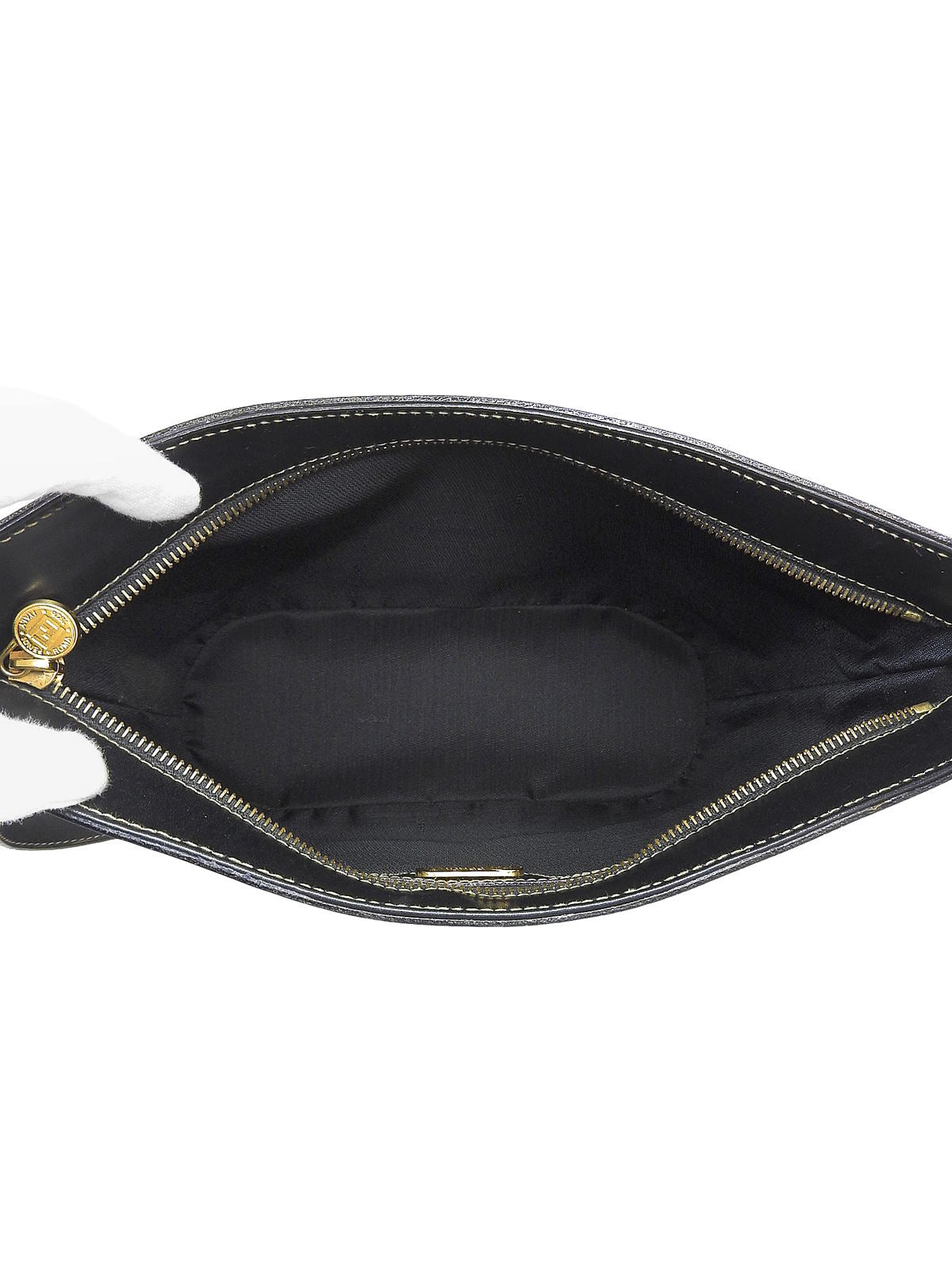 ペカンパターンロゴエンボスショルダーバッグ ブラウン/ブラック