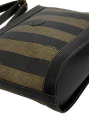 Pequin Pattern Logo Embossed Shoulder Bag Brown/Black