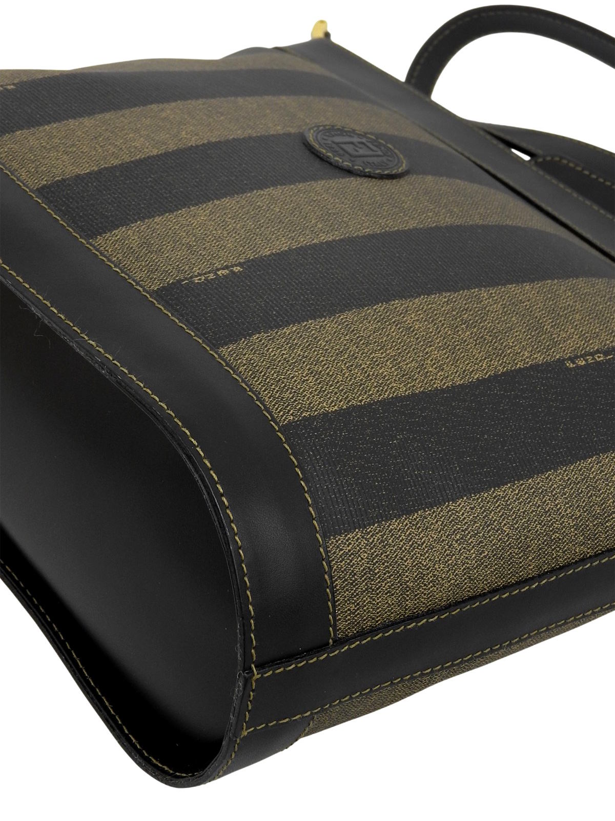 Pequin Pattern Logo Embossed Shoulder Bag Brown/Black