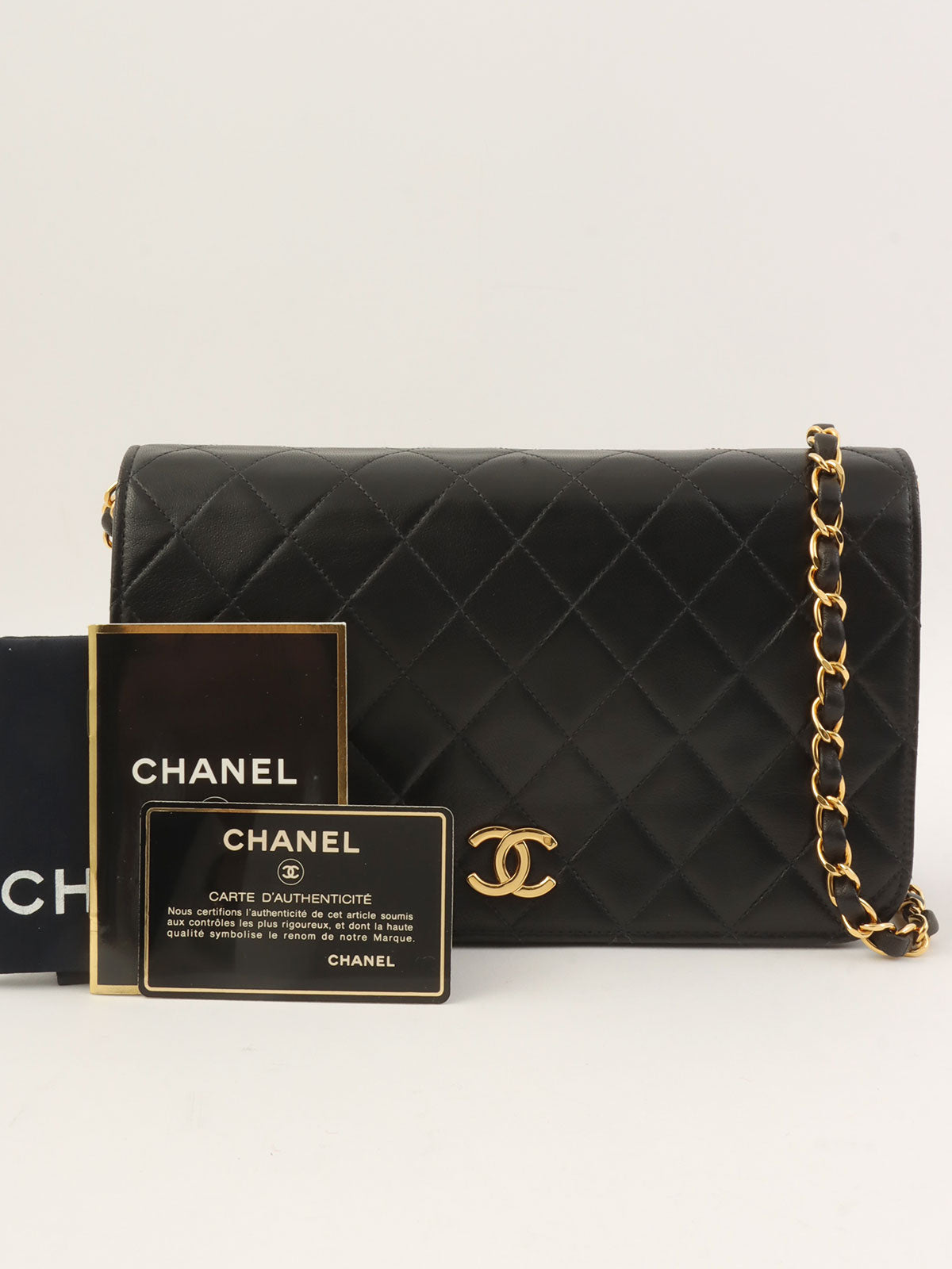 1997 Full Flap CC Mark Plate Chain Bag, Black