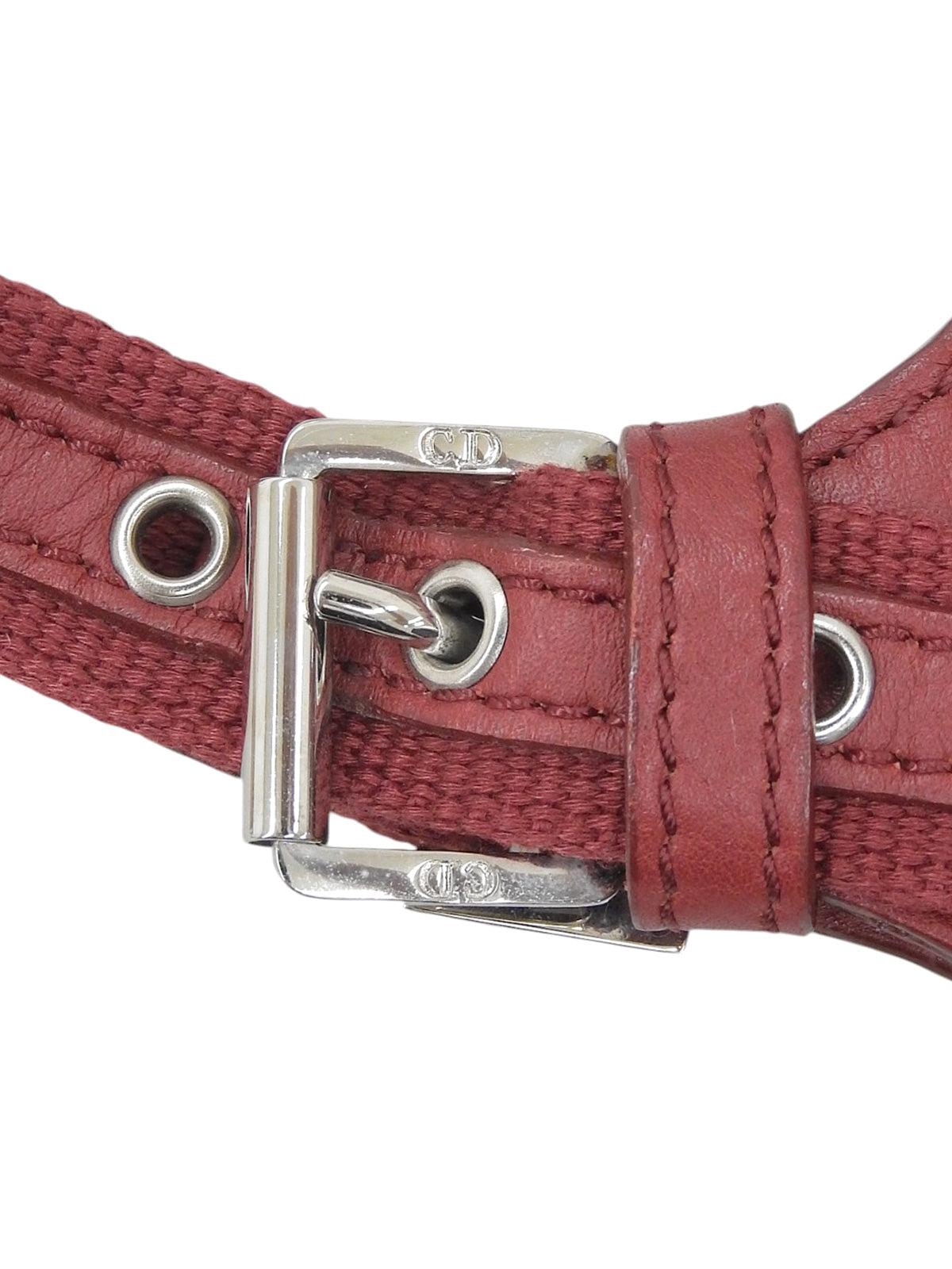 トロッターパターンロゴプレートハンドバッグ ベージュ/レッド