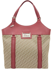 Trotter Pattern Logo Plate Handbag Beige/Red