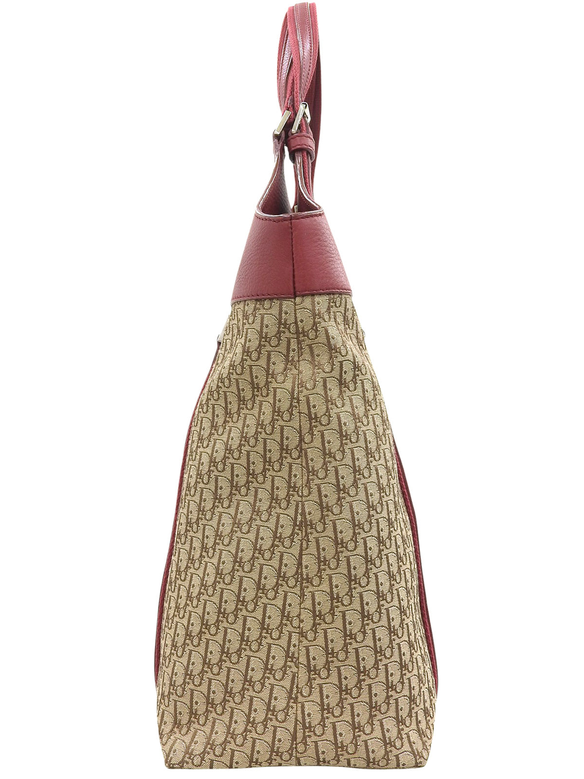 Trotter Pattern Logo Plate Handbag Beige/Red