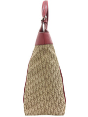 Trotter Pattern Logo Plate Handbag Beige/Red