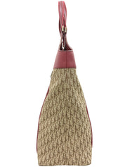 トロッターパターンロゴプレートハンドバッグ ベージュ/レッド