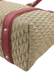 Trotter Pattern Logo Plate Handbag Beige/Red