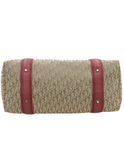 トロッターパターンロゴプレートハンドバッグ ベージュ/レッド