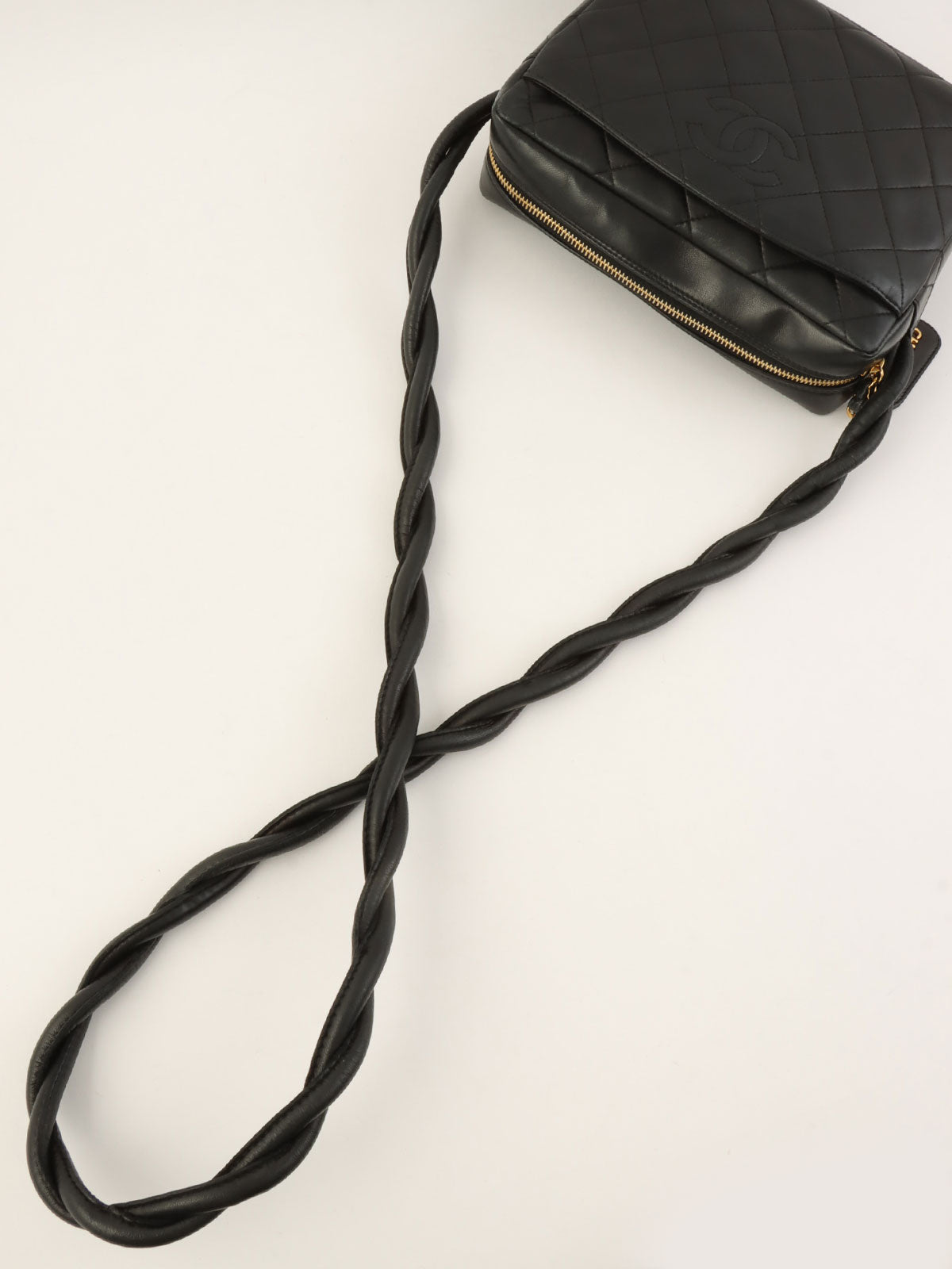 1997 CC Mark Stitch Twist Shoulder Bag Black