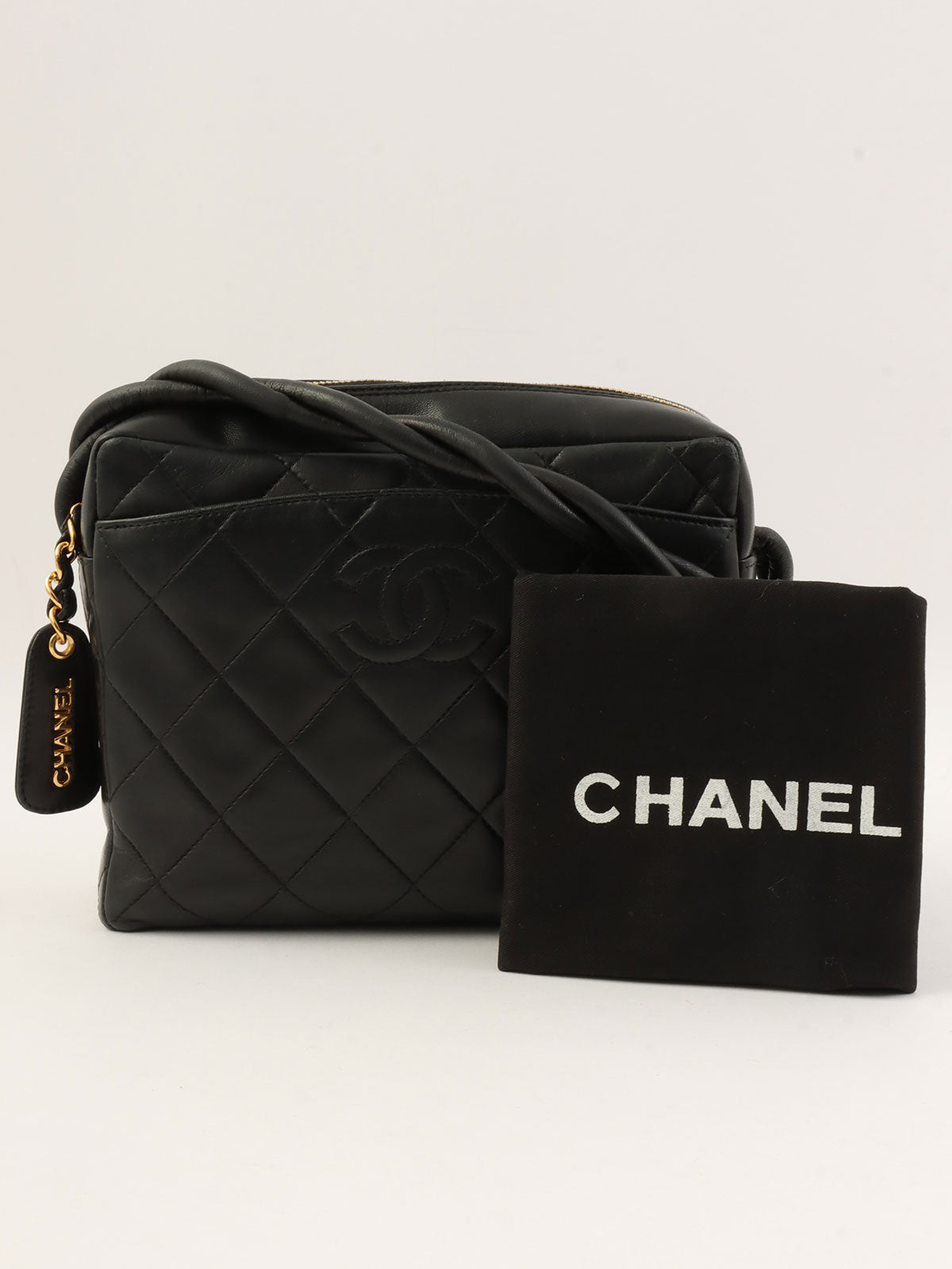 1997 CC Mark Stitch Twist Shoulder Bag Black