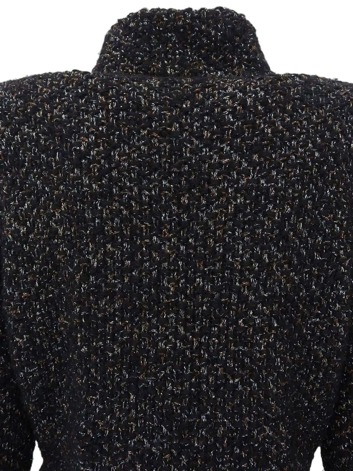 2003 CC mark button zip-up glitter knit jacket in black/silver/multi