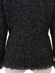 2003 CC mark button zip-up glitter knit jacket in black/silver/multi