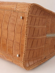 クロコダイルアナグラムアマソナハンドバッグ ブラウン