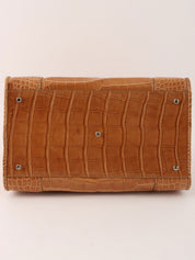 クロコダイルアナグラムアマソナハンドバッグ ブラウン