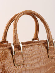 クロコダイルアナグラムアマソナハンドバッグ ブラウン