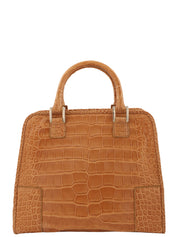 クロコダイルアナグラムアマソナハンドバッグ ブラウン