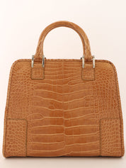 クロコダイルアナグラムアマソナハンドバッグ ブラウン