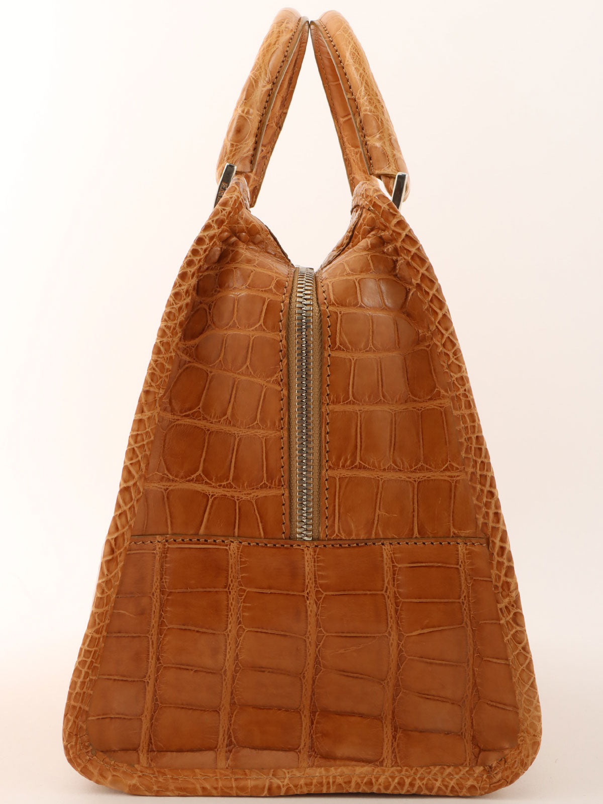 クロコダイルアナグラムアマソナハンドバッグ ブラウン