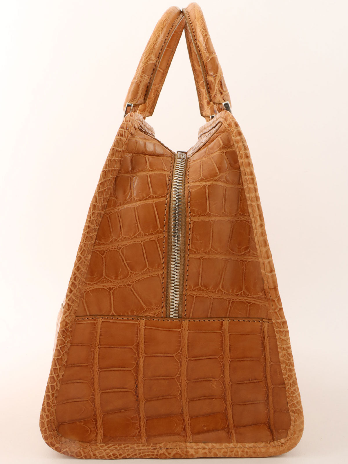 クロコダイルアナグラムアマソナハンドバッグ ブラウン