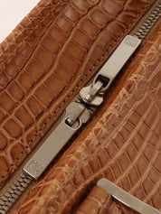 クロコダイルアナグラムアマソナハンドバッグ ブラウン