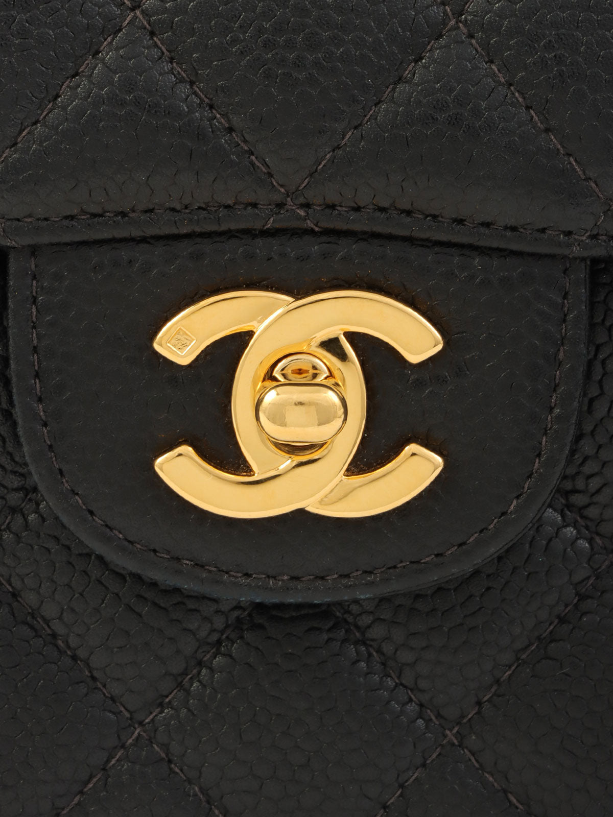 1997 Caviar Skin Double Face Classic Flap Chain Bag in Black