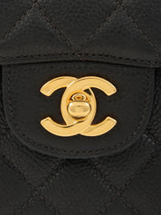 1997 Caviar Skin Double Face Classic Flap Chain Bag in Black