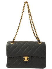1997 Caviar Skin Double Face Classic Flap Chain Bag in Black