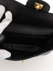 1997 Caviar Skin Double Face Classic Flap Chain Bag in Black