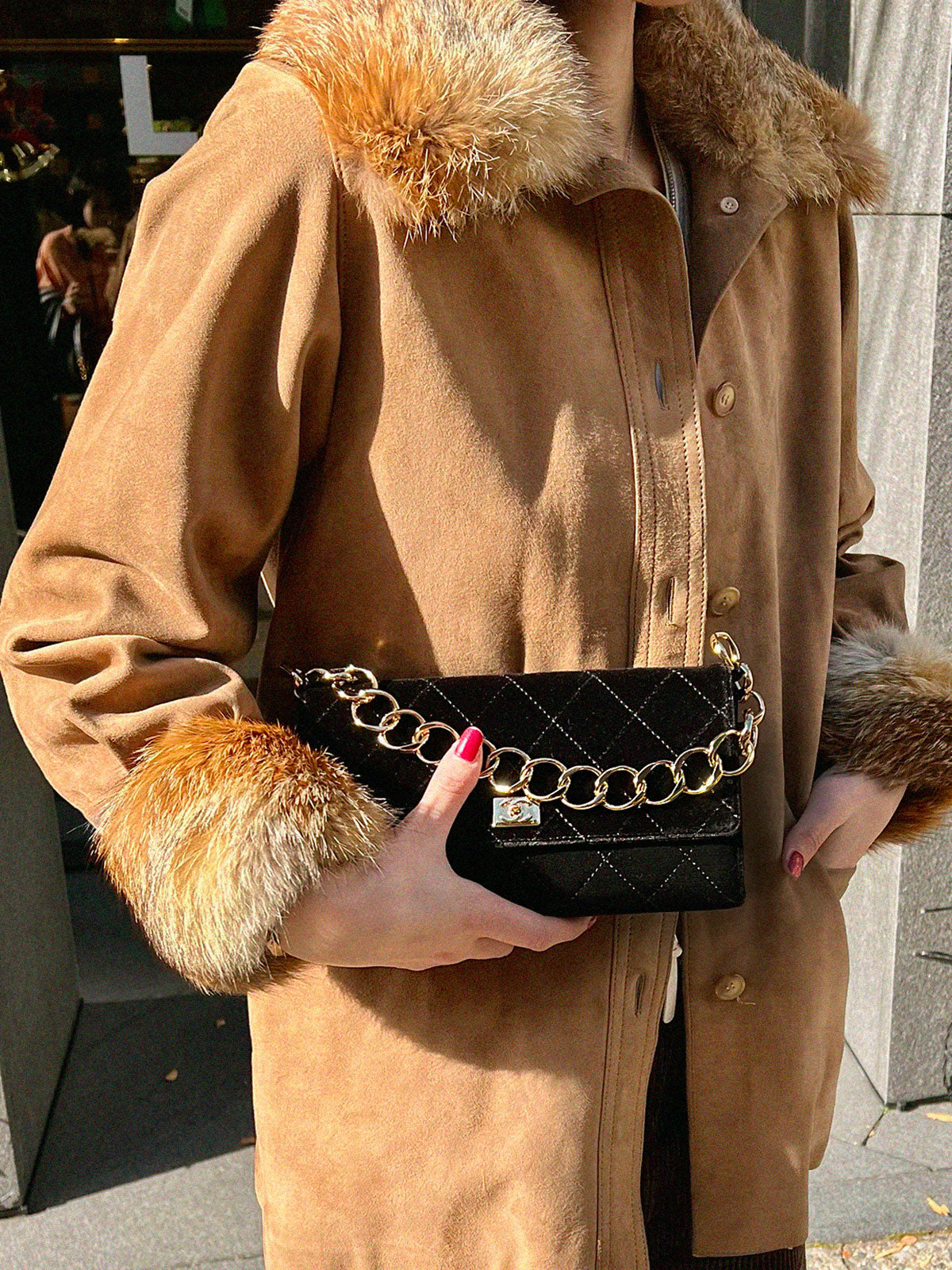 2001年頃製 ベルベットCCプレートチェーンショルダーバッグ ブラック