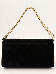 2001 Velvet CC Plate Chain Shoulder Bag Black