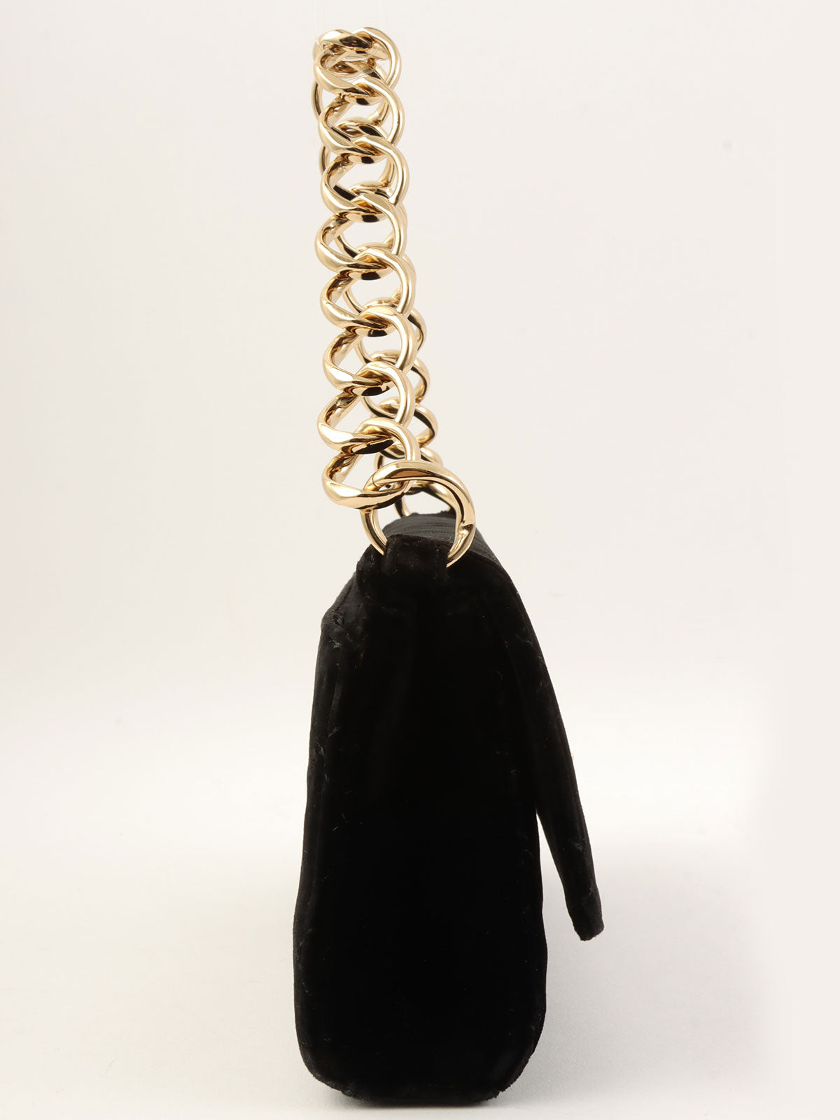 2001 Velvet CC Plate Chain Shoulder Bag Black