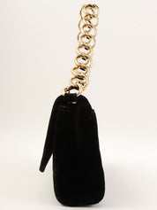 2001 Velvet CC Plate Chain Shoulder Bag Black