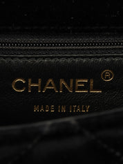 2001 Velvet CC Plate Chain Shoulder Bag Black