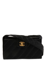 1992年頃製 シルクサテンCCターンロックショルダーバッグ ブラック