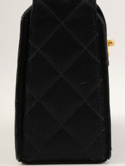 1992年頃製 シルクサテンCCターンロックショルダーバッグ ブラック