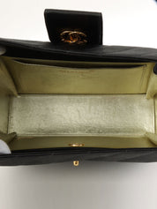 1992年頃製 シルクサテンCCターンロックショルダーバッグ ブラック