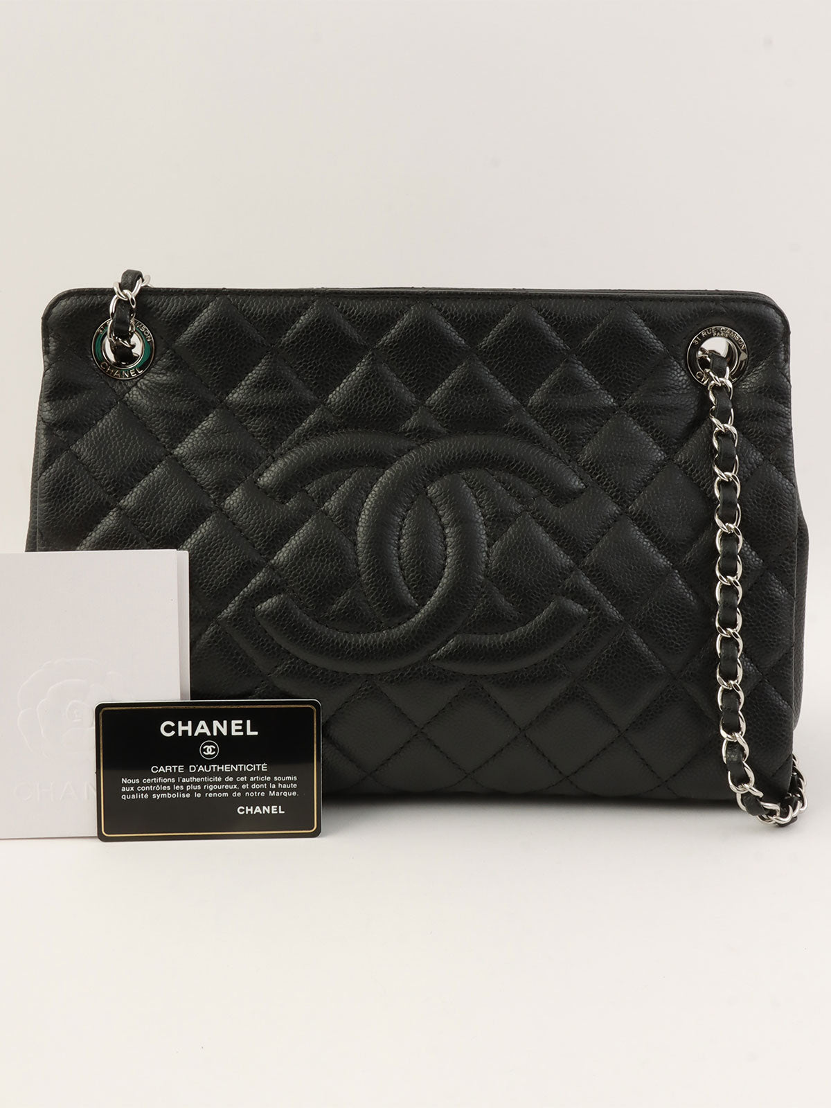 2012款鱼子酱纹皮革链条单肩包 黑色