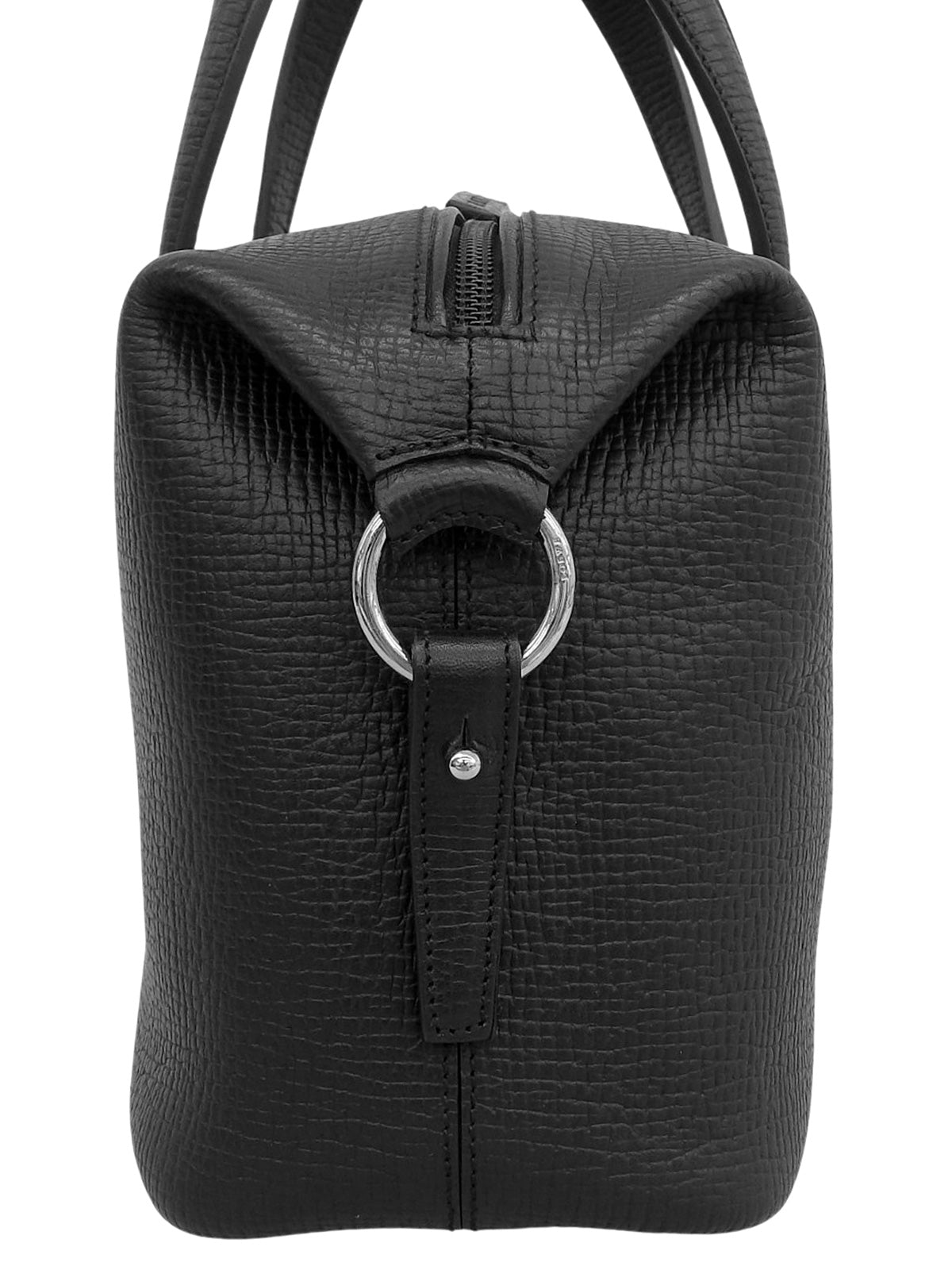 Logo Embossed Mini Boston Bag in Black