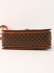 Macadam Pattern Ring Logo Plate Shoulder Bag Brown