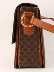 Macadam Pattern Ring Logo Plate Shoulder Bag Brown