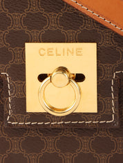 Macadam Pattern Ring Logo Plate Shoulder Bag Brown