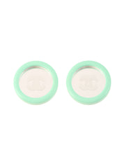 1995 Round Mirror CC Mark Earrings Gold/Mint Green