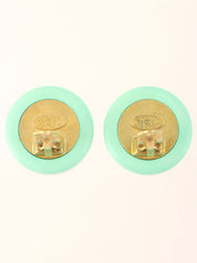 1995年製 ラウンドミラーCCマークイヤリング ゴールド/ミントグリーン